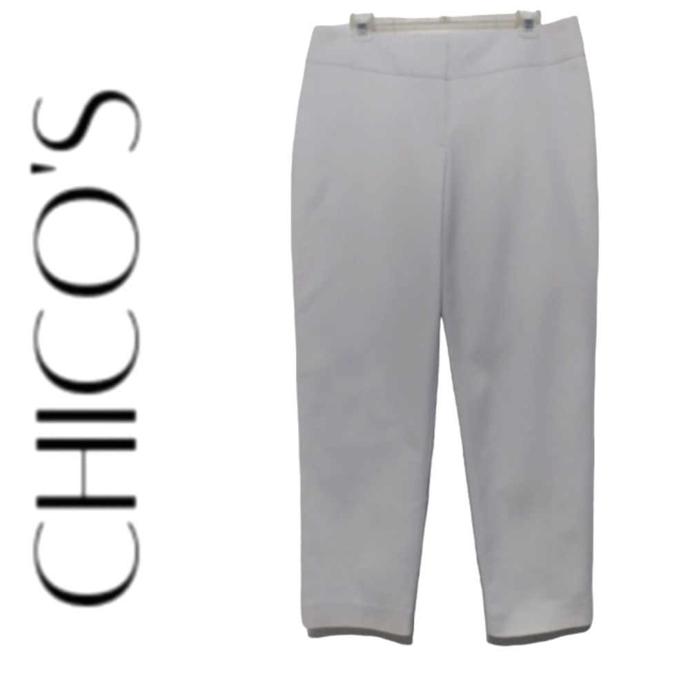 Chico's Light Beige Flat Front Stretch Ankle Pants - Picture 2 of 8